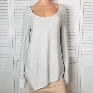 EXPRESS Silver Scoop Neck Asymmetrical Hem Sweater Size Large